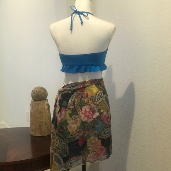 3/$15 Gianni Bini Ocean Blue Swim Halter - Picture 3 of 4